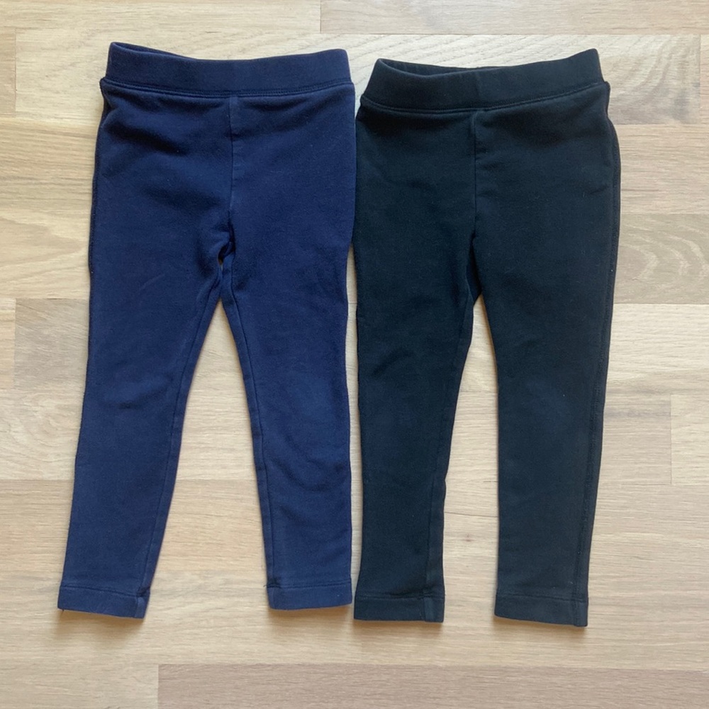 Toddler Girls’ Crewcuts Cozy Leggings Bundle ** 2 pairs - Blk & Navy ** Size 3